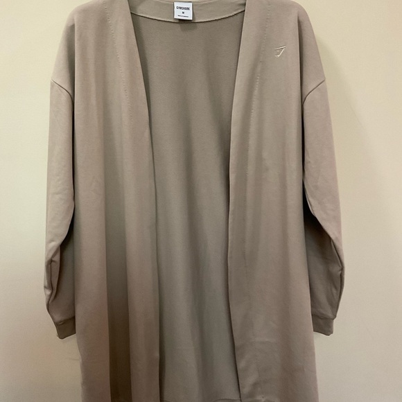 GYMSHARK WHITNEY SIMMONS Beige Oversized Long Sleeve Robe Jacket Size M - Picture 1 of 7